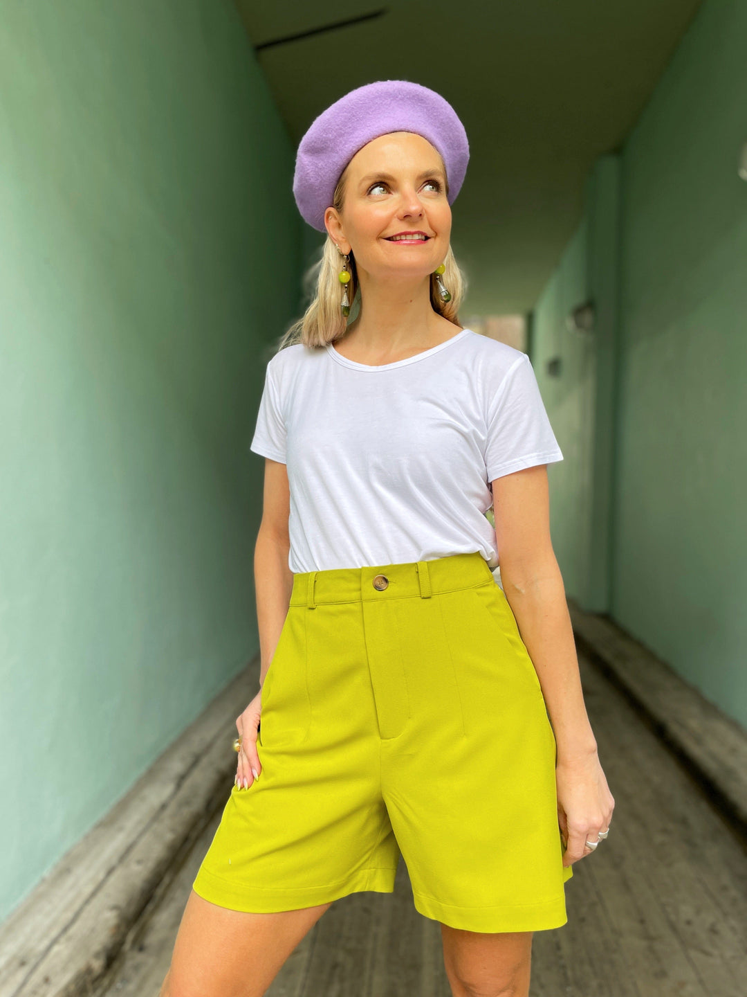 Dianas Vintage shorts Frida shorts med gylf - lime