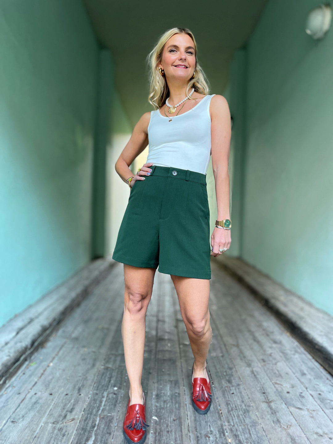 Dianas Vintage shorts Frida shorts - mørk grønn