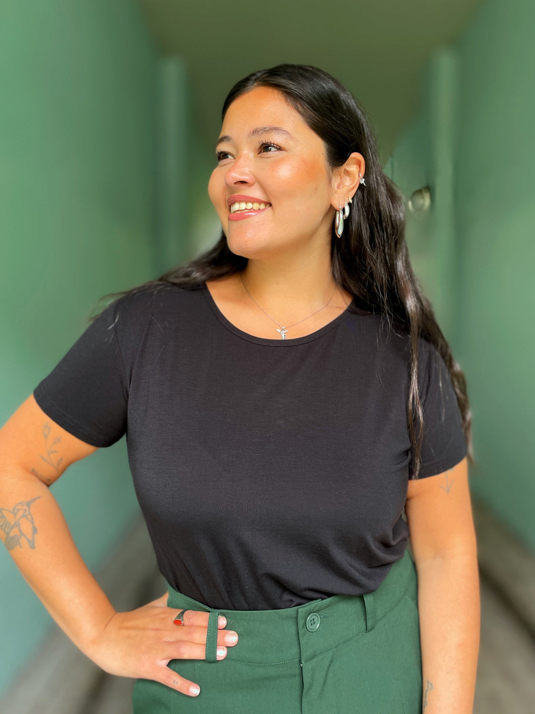 Dianas Vintage t-skjorter To a tee-shirt tencel - svart