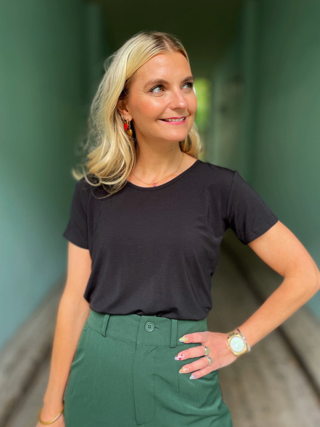 Dianas Vintage t-skjorter To a tee-shirt tencel - svart