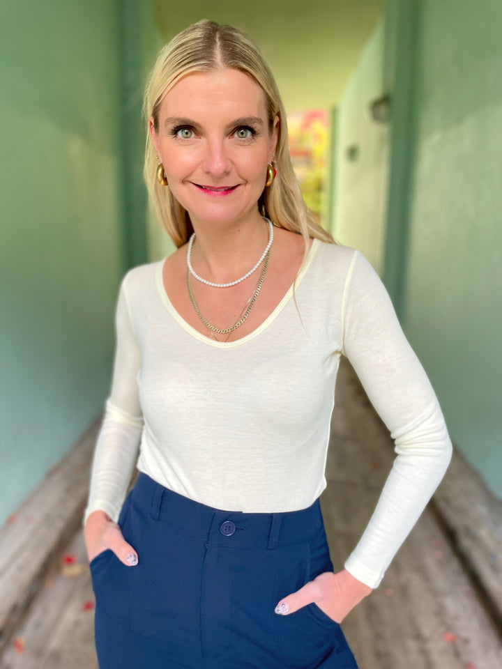 Dianas Vintage Topper Stay Warm top - hvit ny AW25