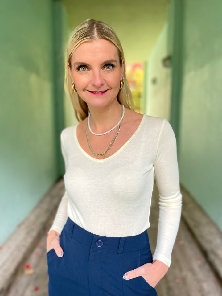 Dianas Vintage Topper Stay Warm top - hvit ny AW25