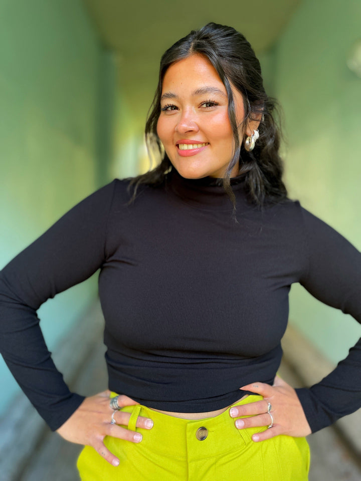 Dianas Vintage turtleneck Cozy topp - svart