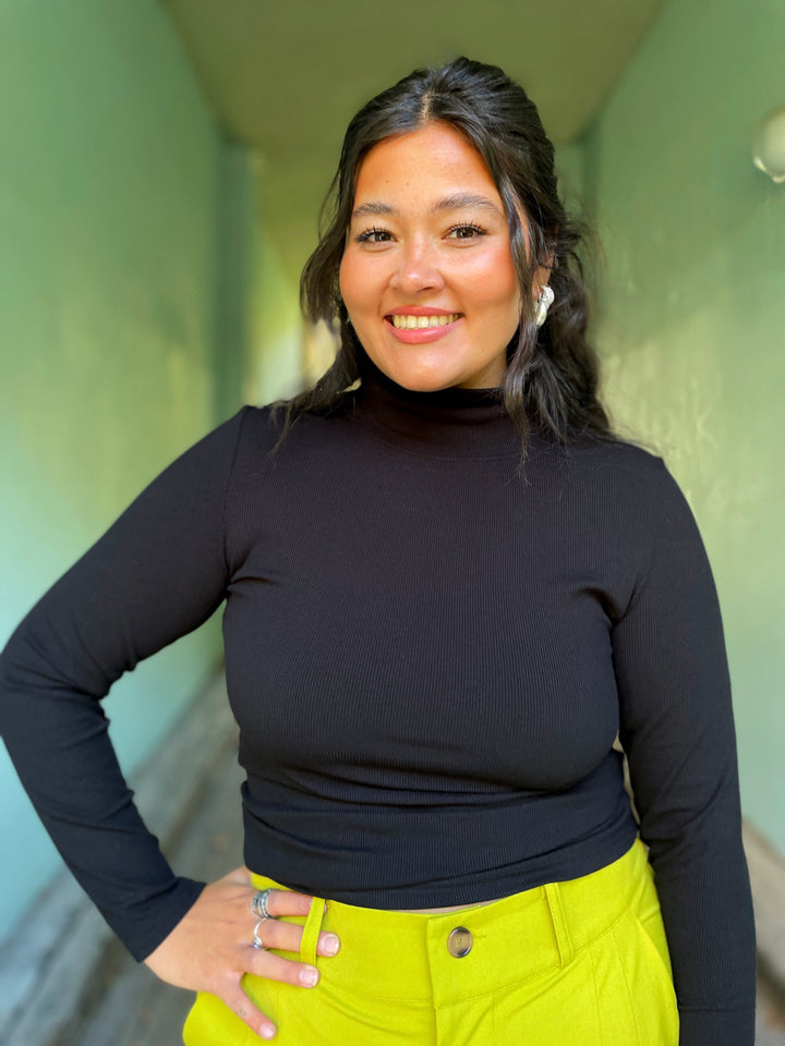 Dianas Vintage turtleneck Cozy topp - svart