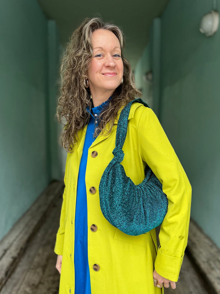 Dianas Vintage vesker Veske av restestoff - blå lurex