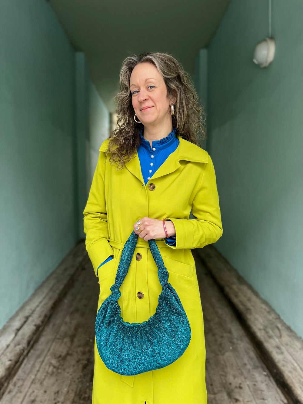 Dianas Vintage vesker Veske av restestoff - blå lurex