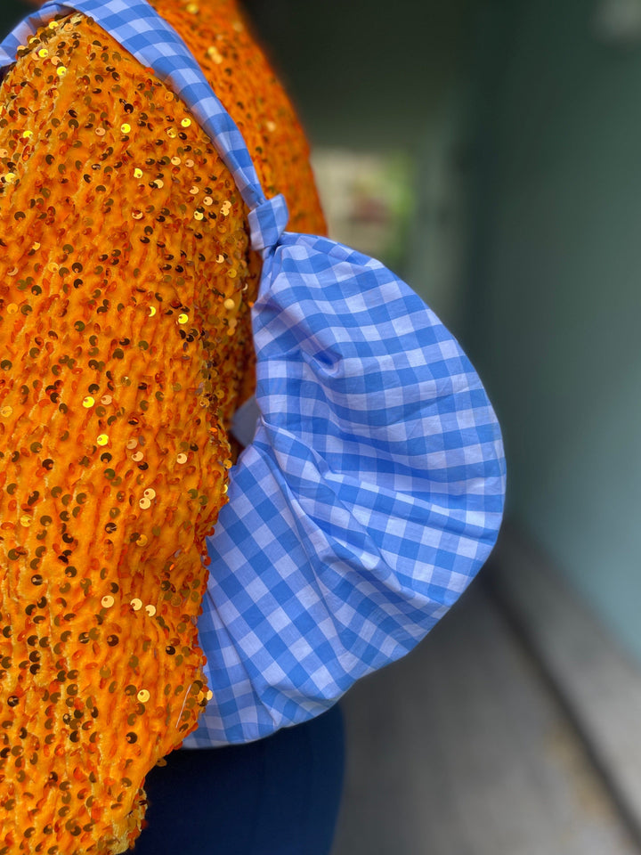 Dianas Vintage vesker Veske av restestoff - blå og hvite ruter