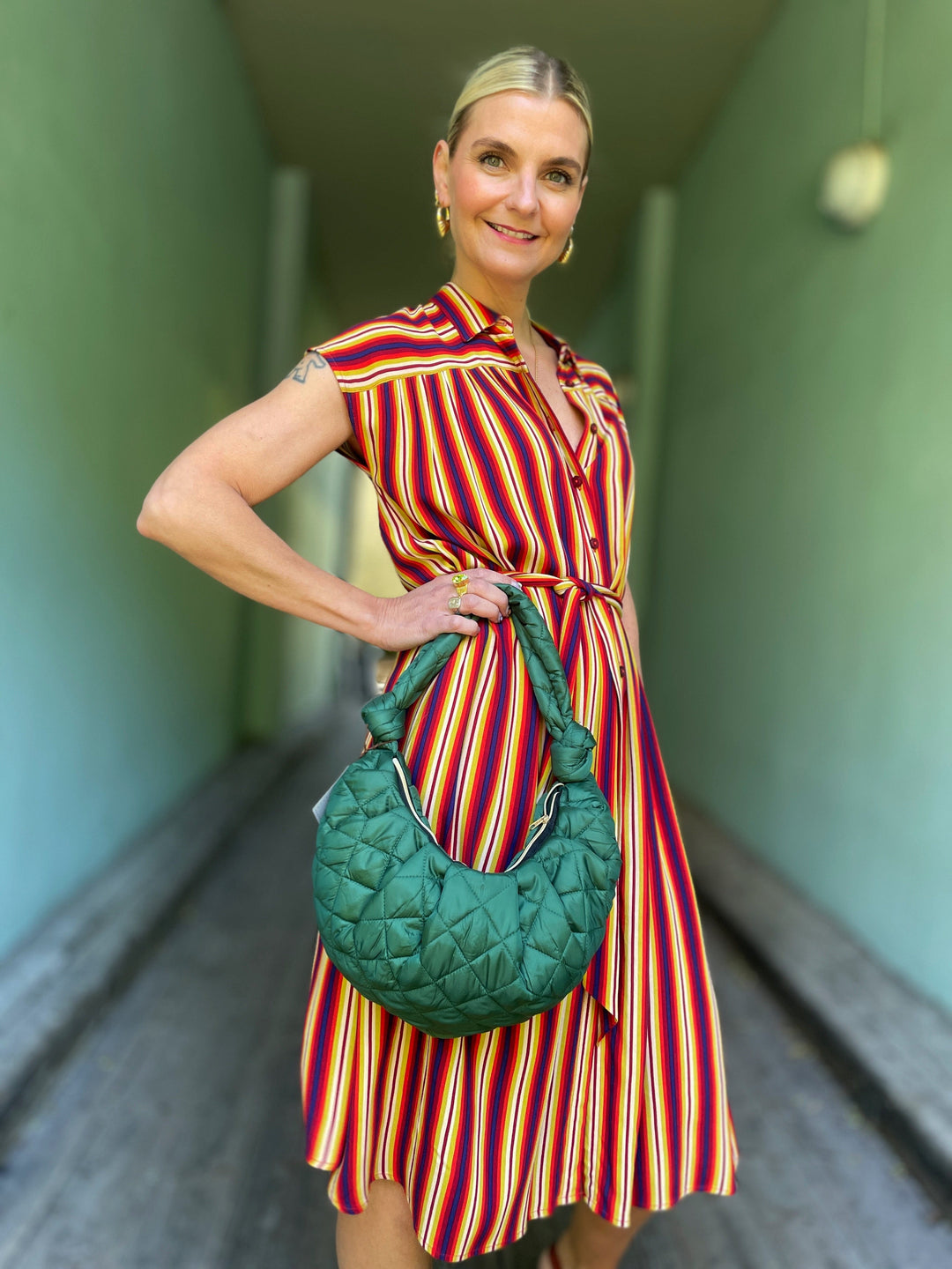 Dianas Vintage vesker Veske av restestoff - quilt grønn