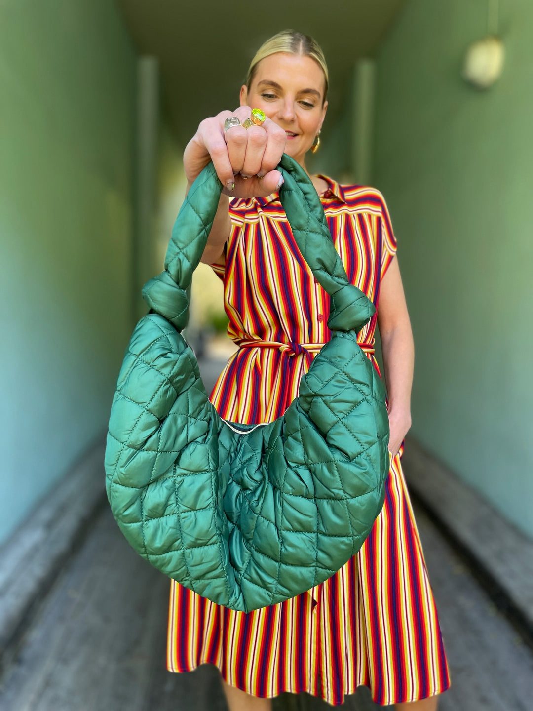 Dianas Vintage vesker Veske av restestoff - quilt grønn