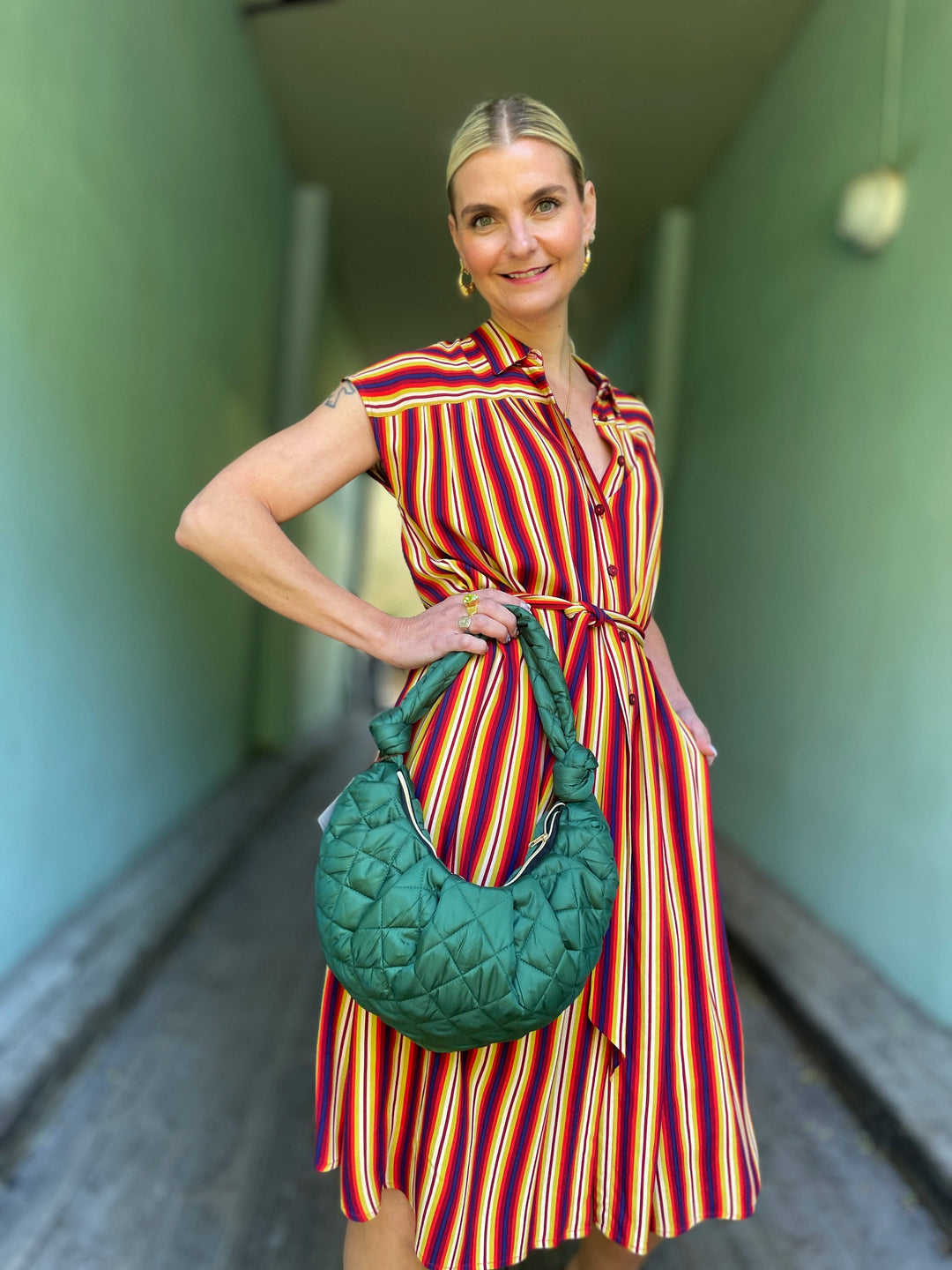 Dianas Vintage vesker Veske av restestoff - quilt grønn