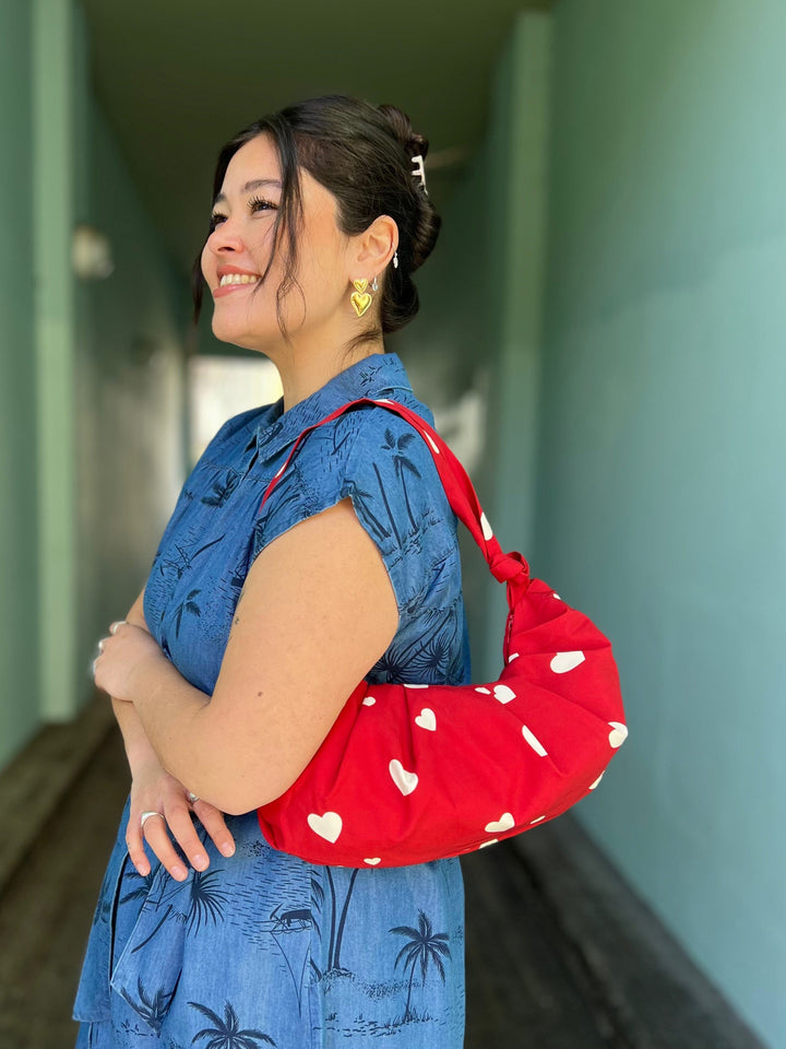 Dianas Vintage vesker Veske av restestoff - røde hjerter