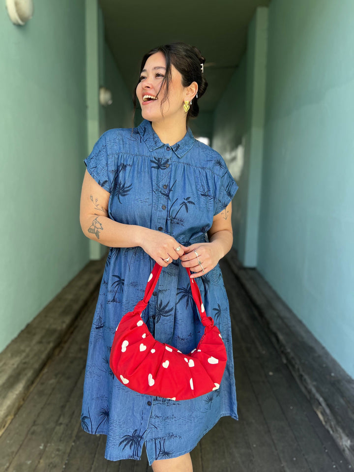 Dianas Vintage vesker Veske av restestoff - røde hjerter