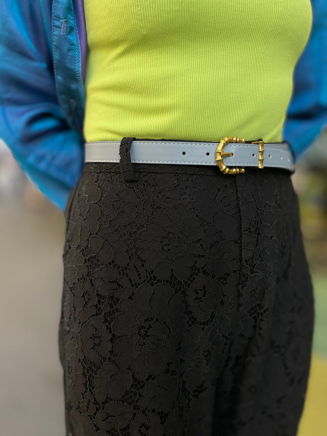 Frøken Dianas salonger belter Belte bambus - blågrå