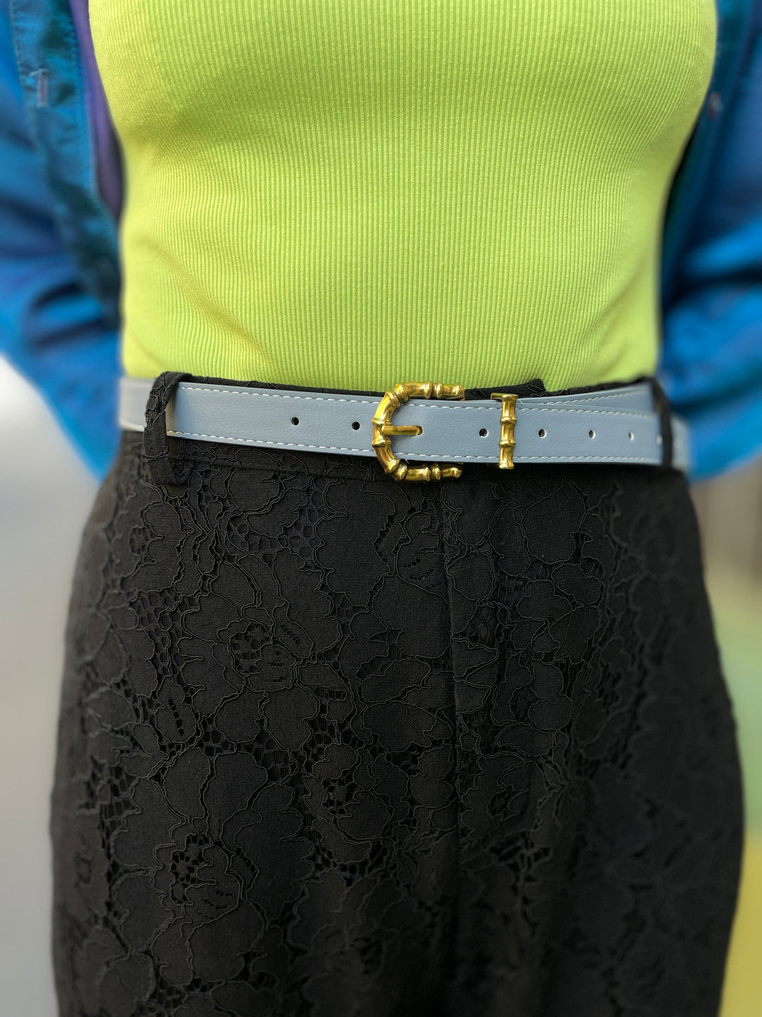 Frøken Dianas salonger belter Belte bambus - blågrå