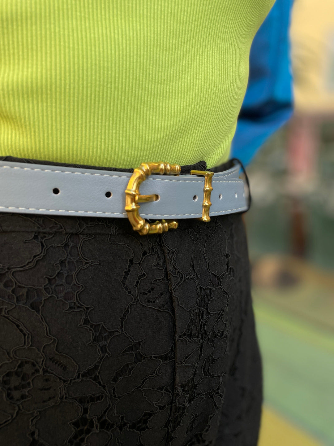 Frøken Dianas salonger belter Belte bambus - blågrå