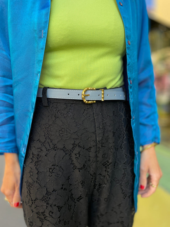 Frøken Dianas salonger belter Belte bambus - blågrå