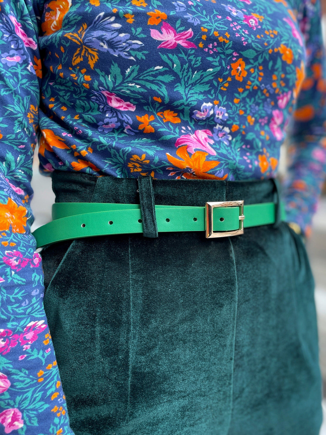 Frøken Dianas salonger belter Belte rektangulær spenne - eplegrønn