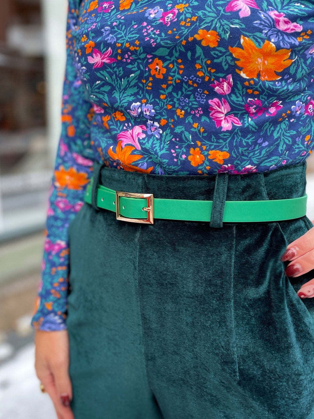 Frøken Dianas salonger belter Belte rektangulær spenne - eplegrønn