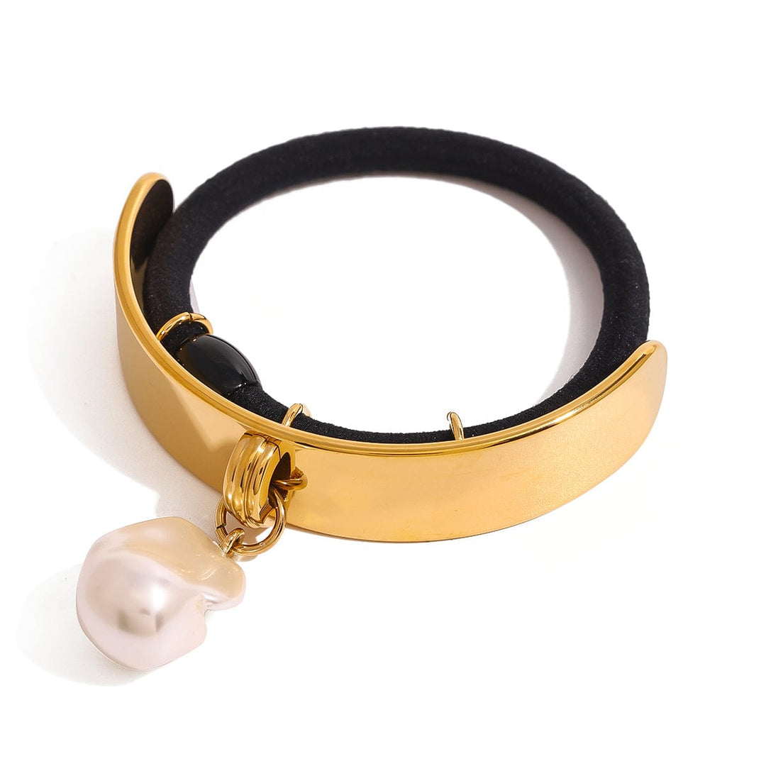 Frøken Dianas salonger Hårpynt Hårstrikk cuff med perle - gull