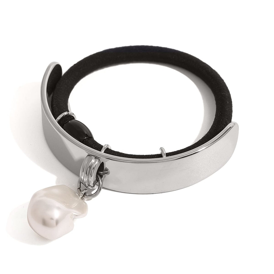 Frøken Dianas salonger Hårpynt Hårstrikk cuff med perle - sølv