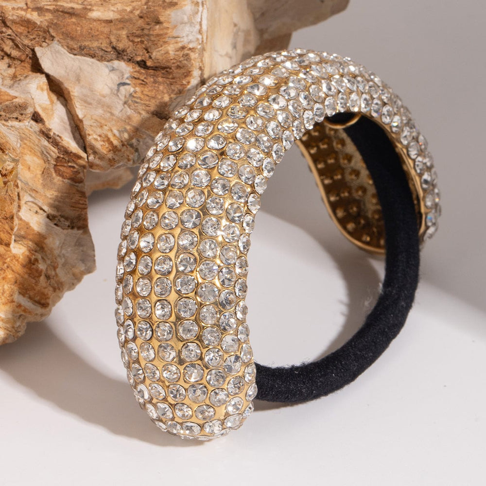 Frøken Dianas salonger Hårpynt Hårstrikk stor cuff med strass - gull