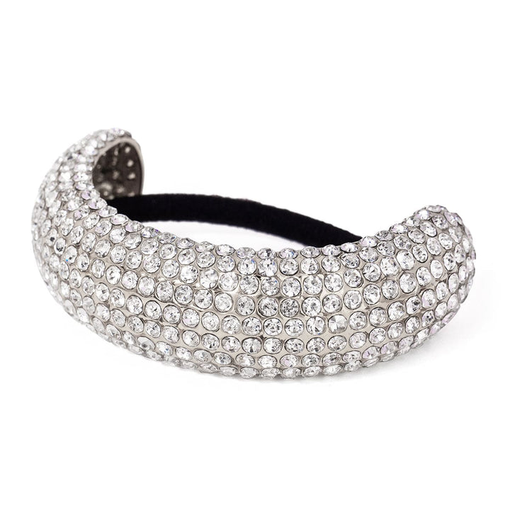 Frøken Dianas salonger Hårpynt Hårstrikk stor cuff med strass - sølv