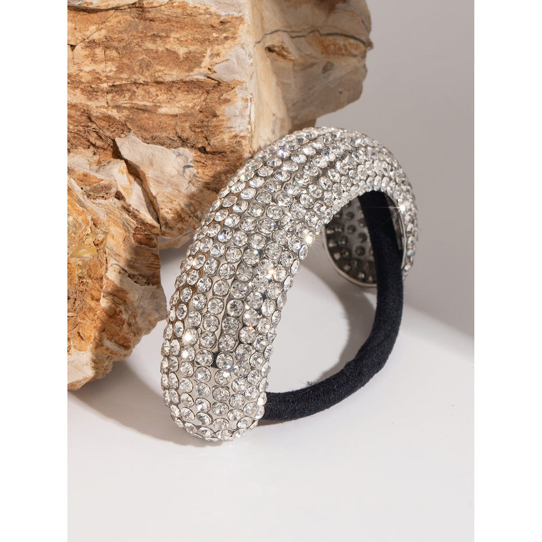 Frøken Dianas salonger Hårpynt Hårstrikk stor cuff med strass - sølv