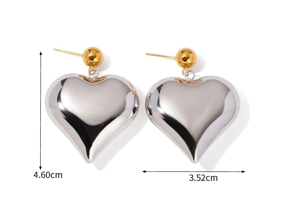 Frøken Dianas salonger øredobber Chunky silver hearts øredobber
