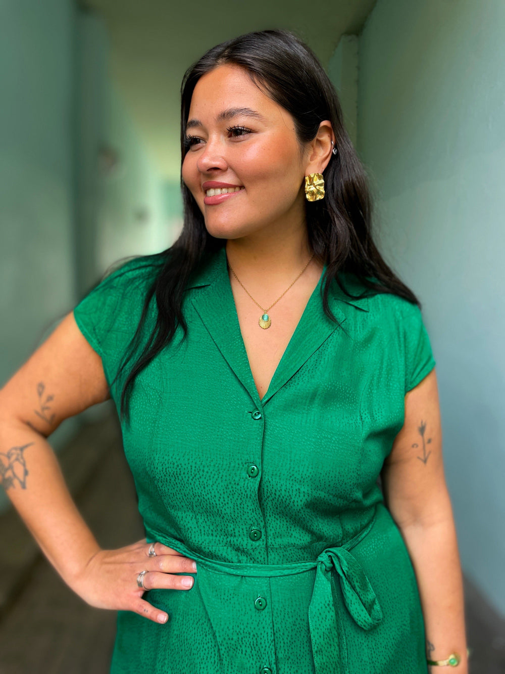 Frøken Dianas salonger øredobber Crunched gold øredobber