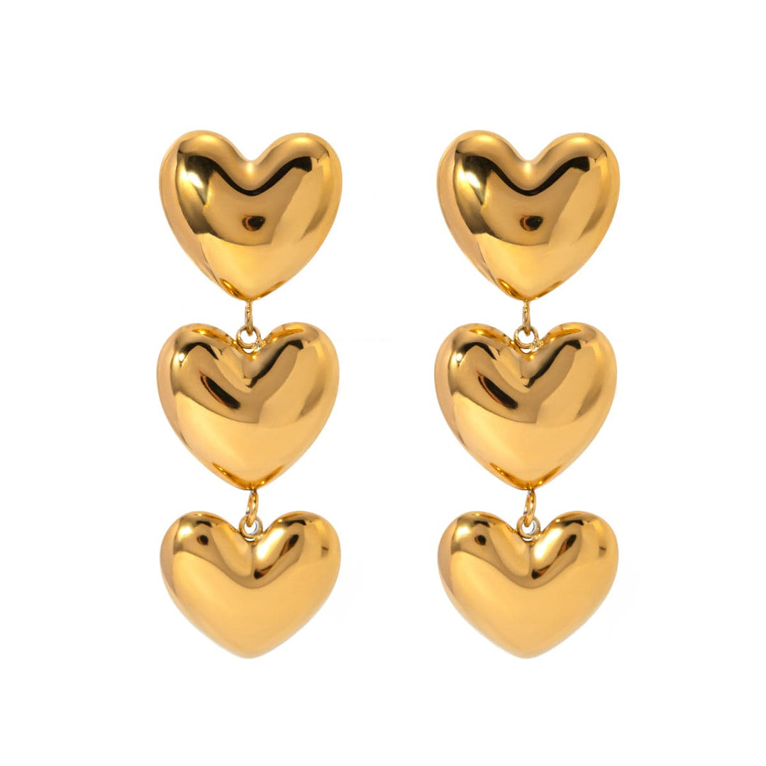 Frøken Dianas salonger øredobber Øredobber Hjerter tre på rad