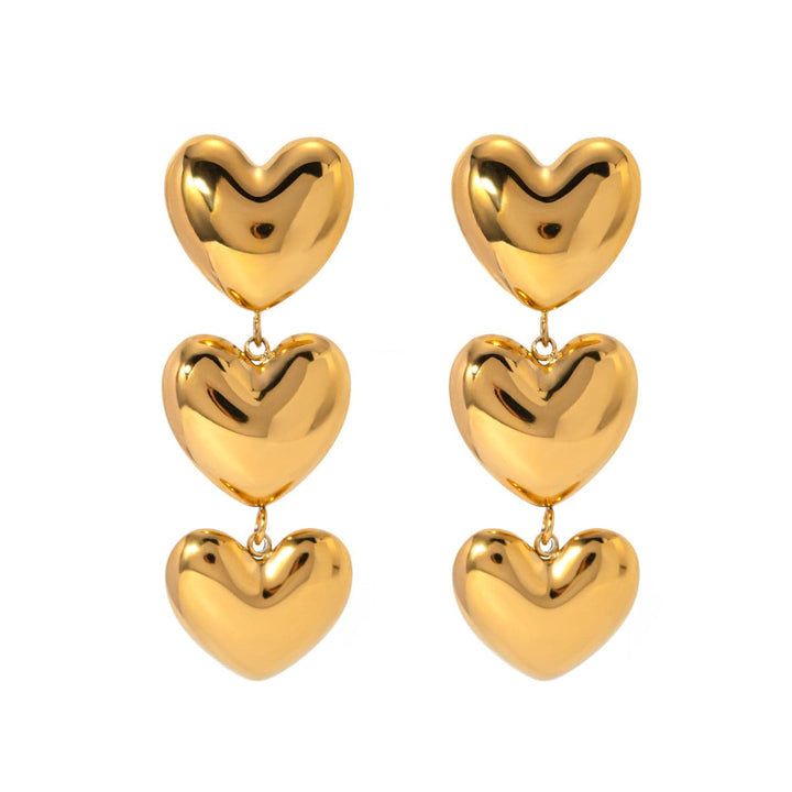 Frøken Dianas salonger øredobber Øredobber Hjerter tre på rad