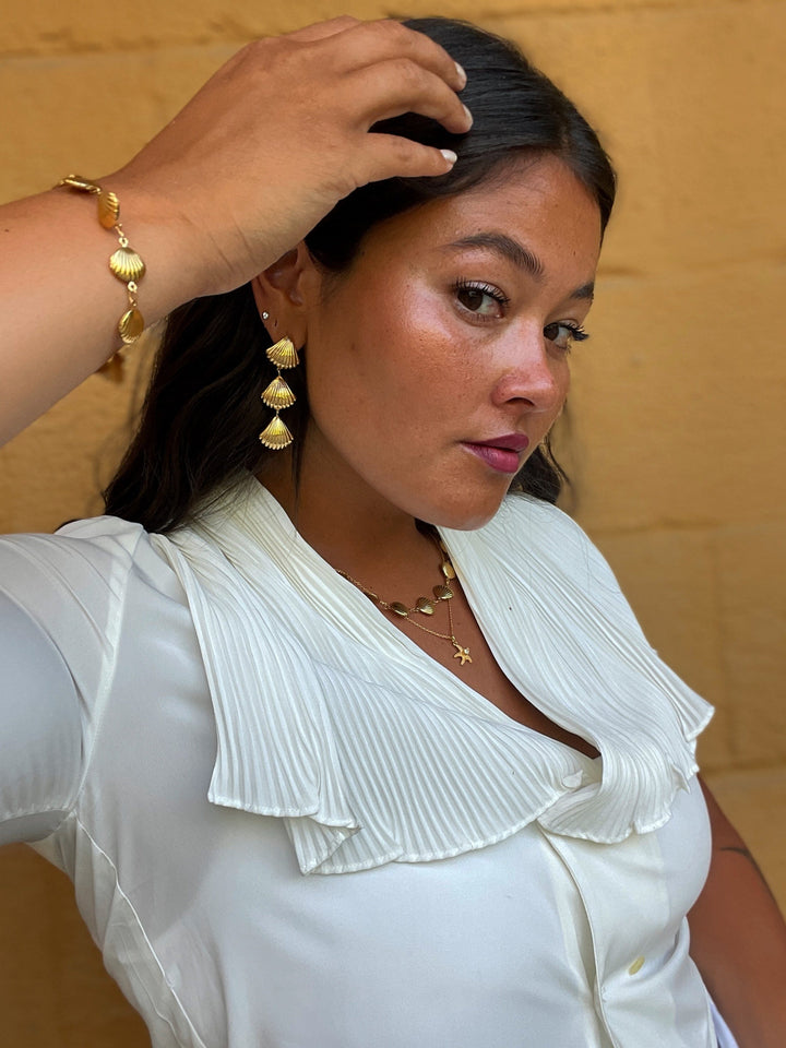 Frøken Dianas salonger øredobber Øredobber Skjell tre på rad