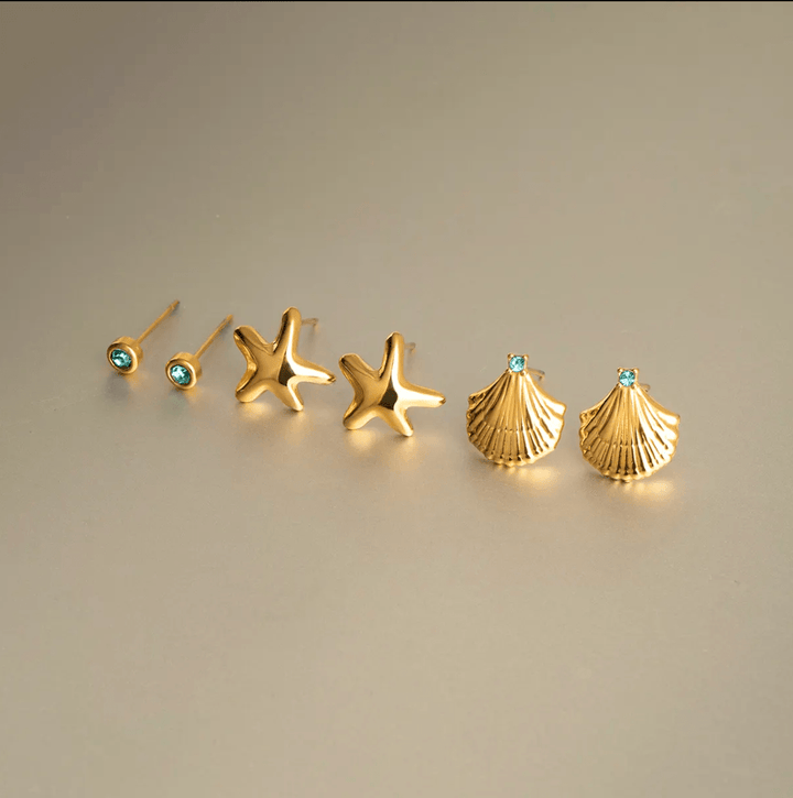 Frøken Dianas salonger øredobber Sett med tre øredobber - gull