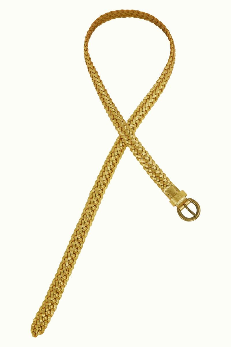 King Louie belter 95 cm Flettet skinnbelte glitter - gold