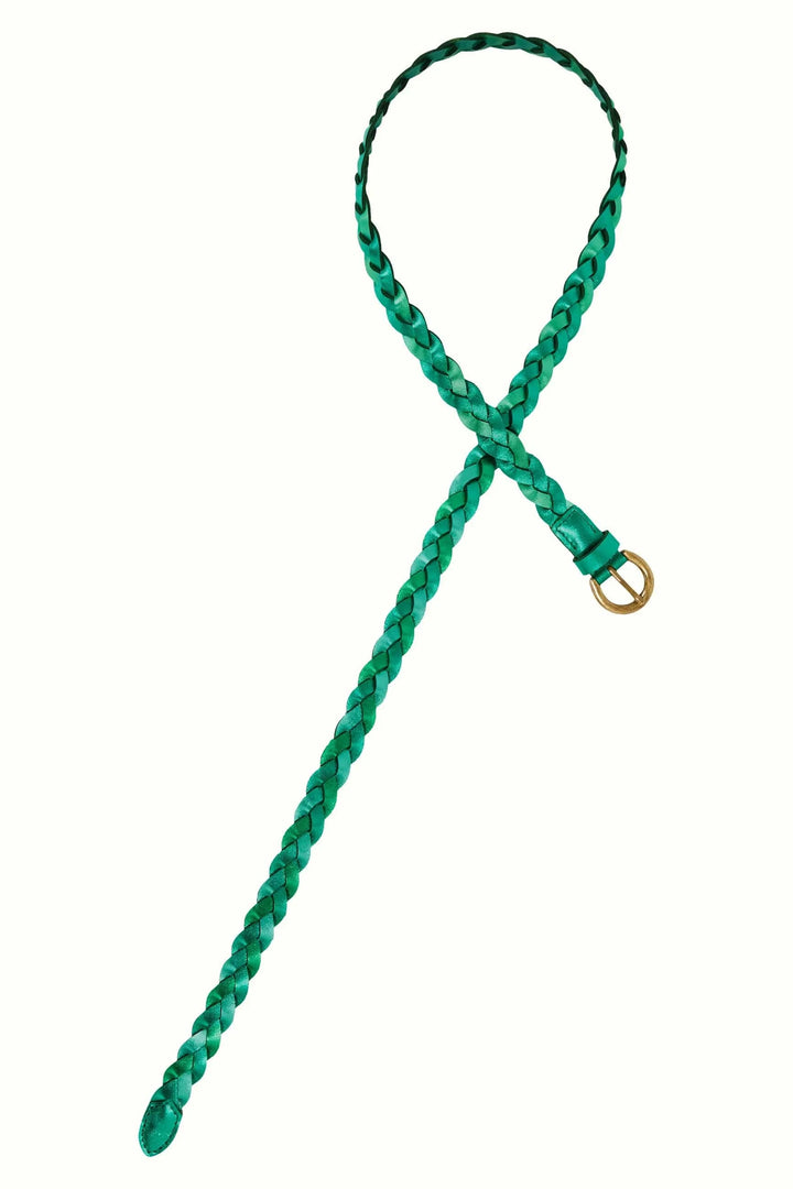 King Louie belter 95 cm Flettet skinnbelte glitter - ultra green