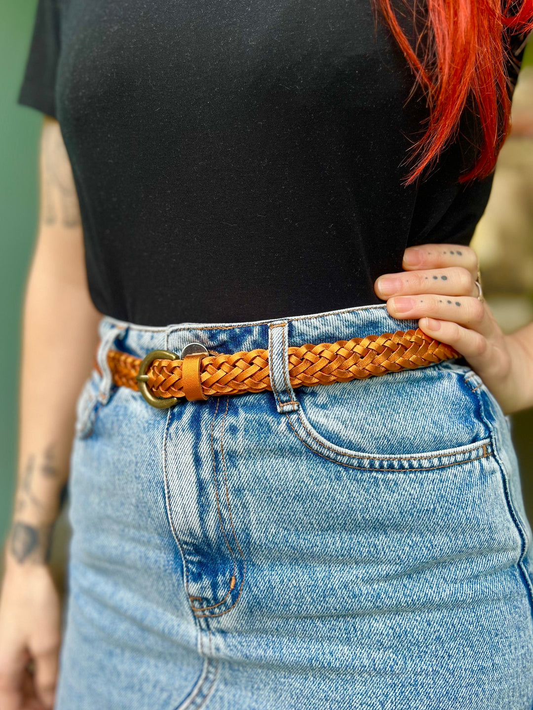 King Louie belter Flettet skinnbelte glitter - umbre