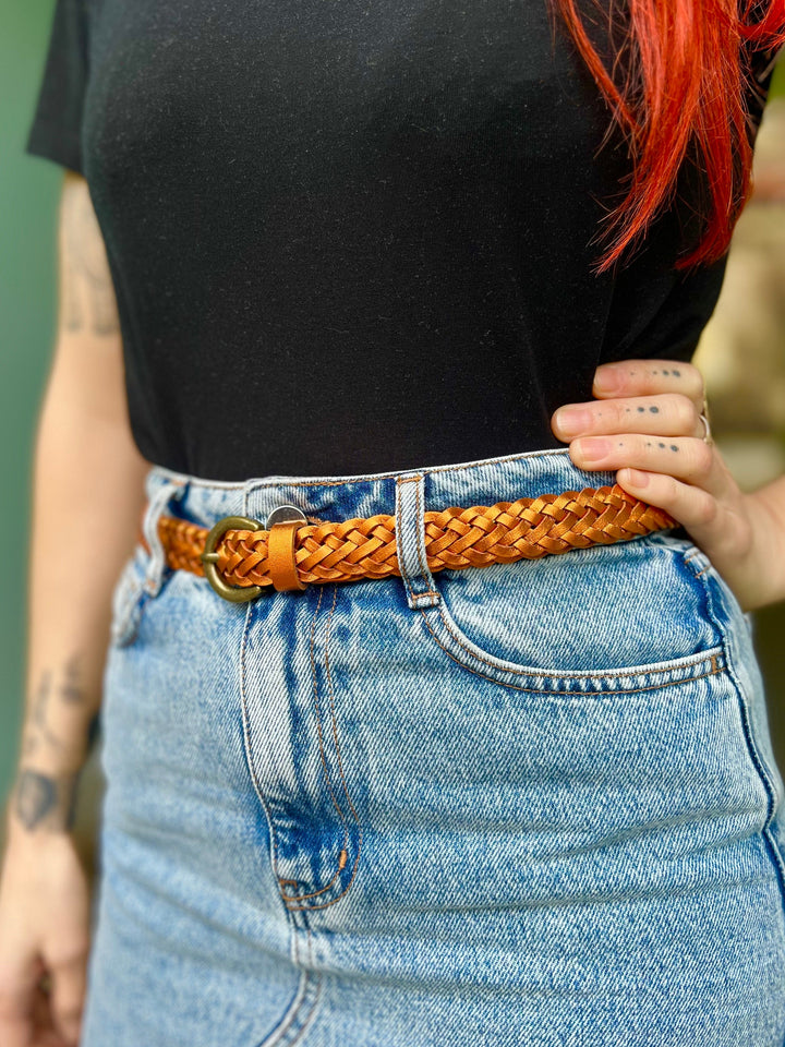 King Louie belter Flettet skinnbelte glitter - umbre