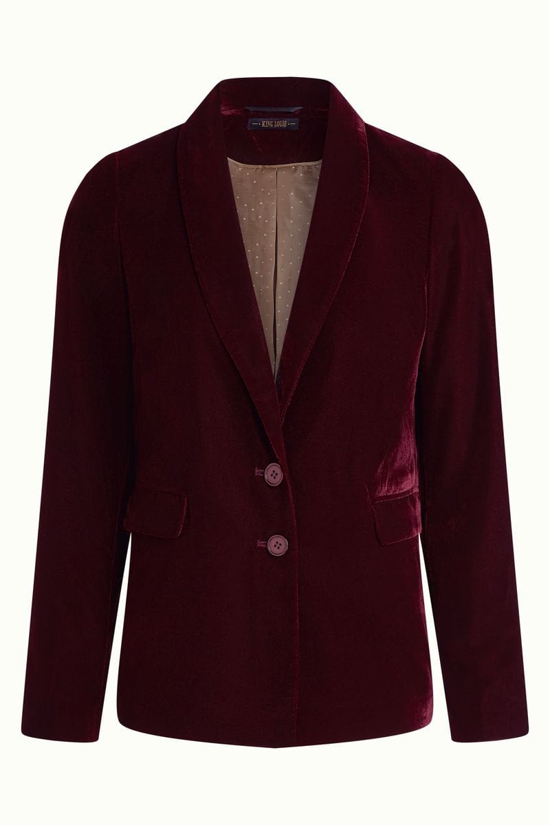 King Louie blazer Brooke Gamine fløyel blazer - Bordeaux Red