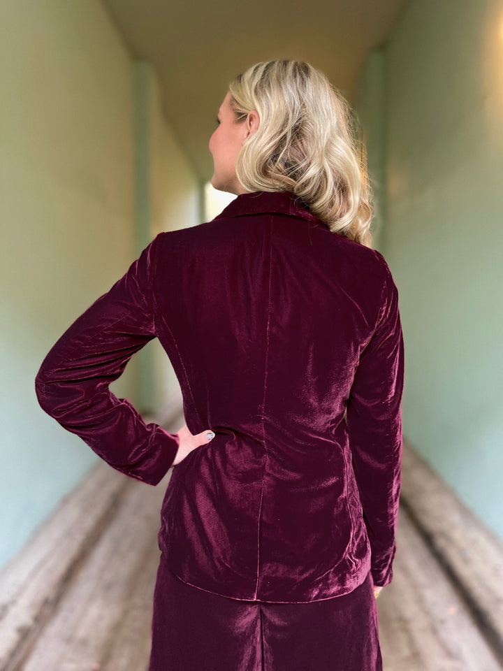 King Louie blazer Brooke Gamine fløyel blazer - Bordeaux Red