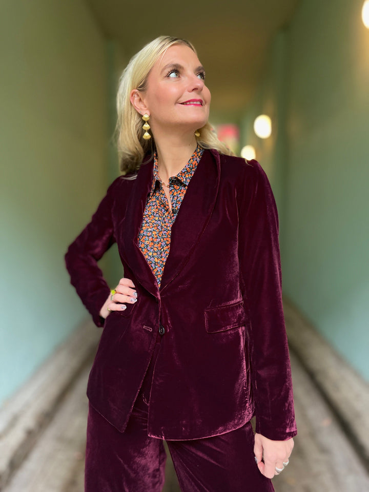 King Louie blazer Brooke Gamine fløyel blazer - Bordeaux Red