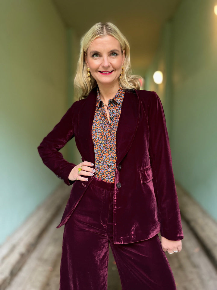 King Louie blazer Brooke Gamine fløyel blazer - Bordeaux Red