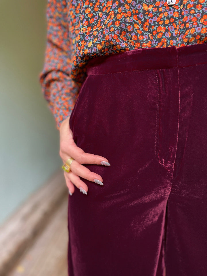 King Louie bukser Peppa Velvet bukse - Bordeaux Red