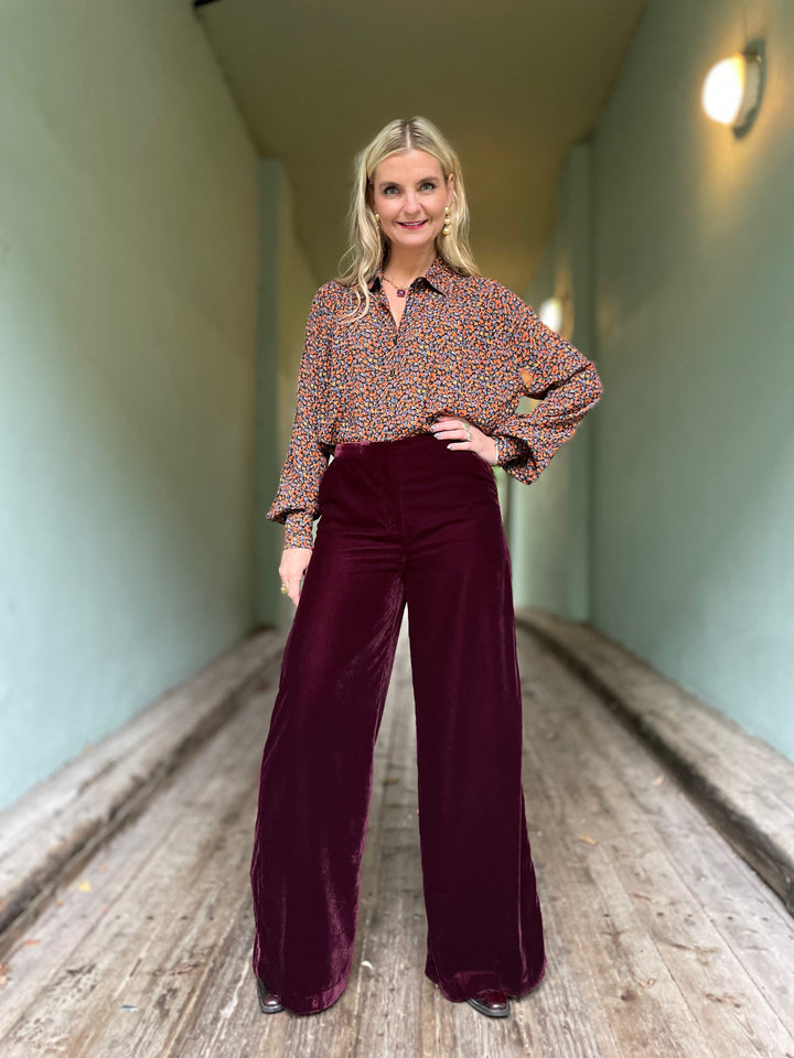 King Louie bukser Peppa Velvet bukse - Bordeaux Red