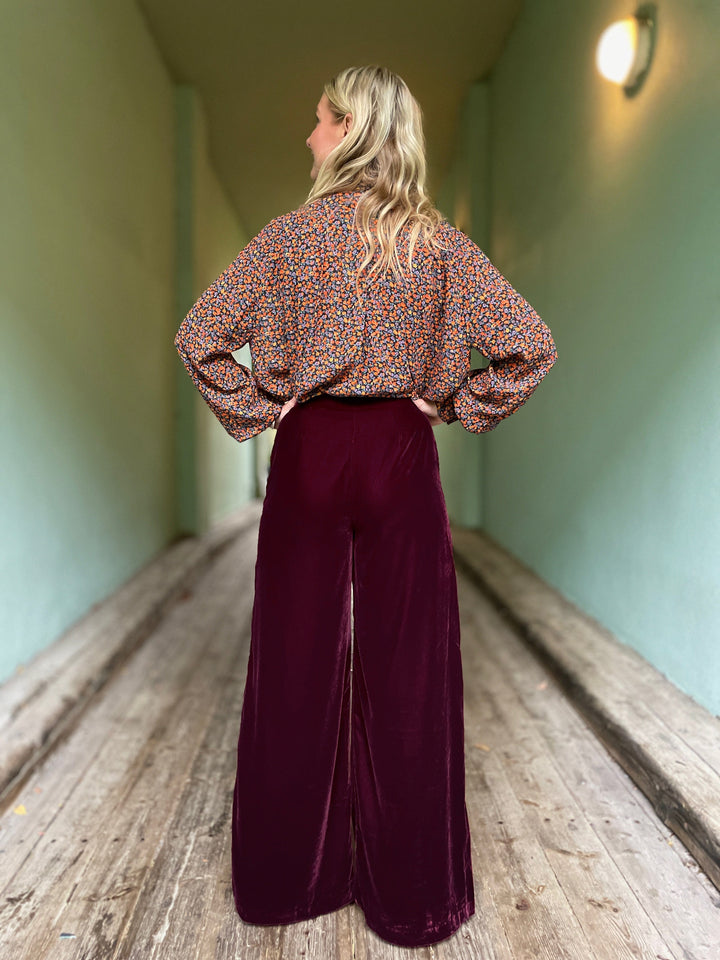 King Louie bukser Peppa Velvet bukse - Bordeaux Red