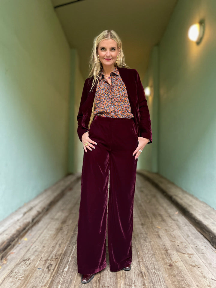 King Louie bukser Peppa Velvet bukse - Bordeaux Red