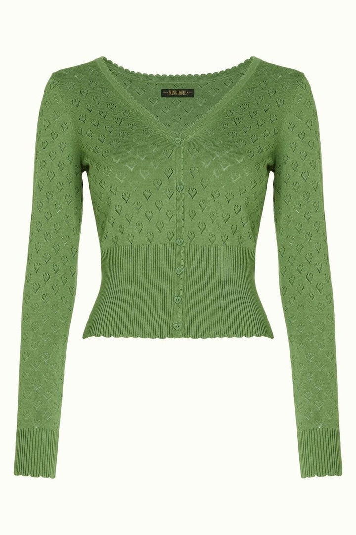 King Louie gensere Cardigan V Heart Ajour - jade green