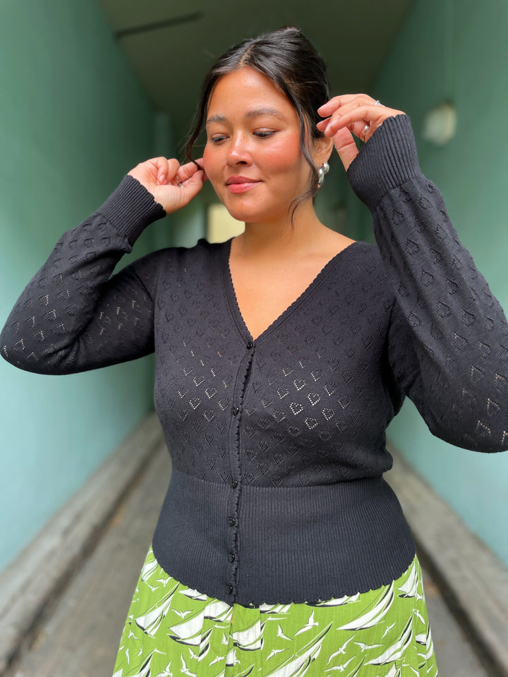 King Louie gensere Cardigan V Heart Ajour - svart