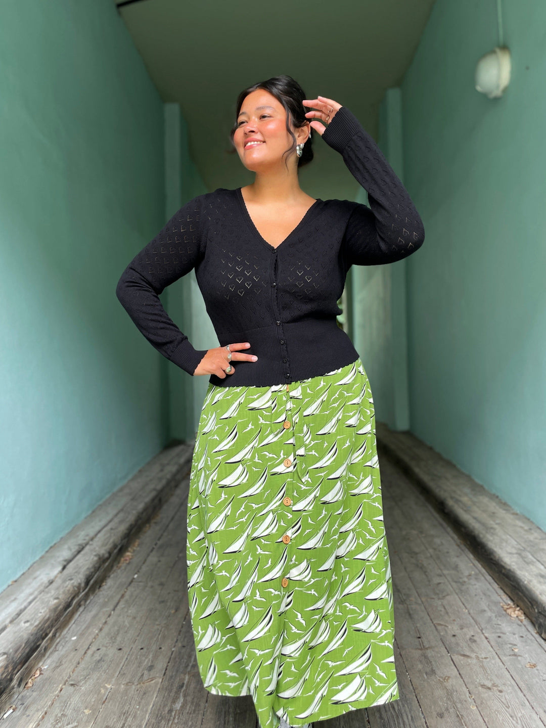 King Louie gensere Cardigan V Heart Ajour - svart