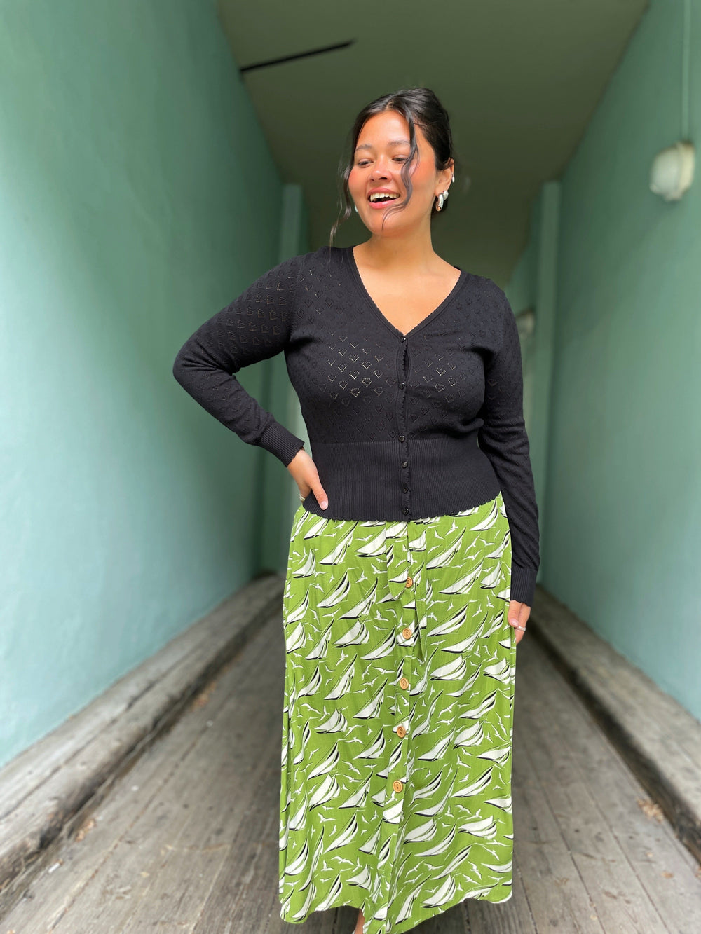 King Louie gensere Cardigan V Heart Ajour - svart