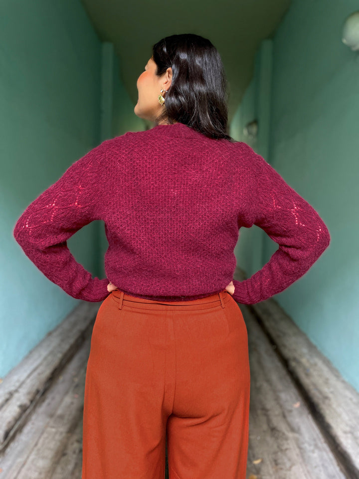 King Louie gensere Jeanie Yoke genser - Cabernet Red